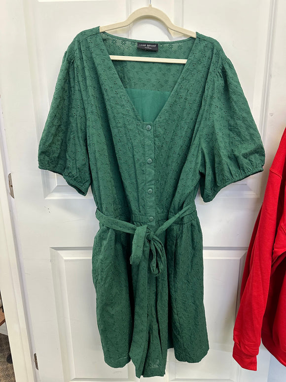 SECONDHAND: Size 28 - Lane Bryant Green Eyelet Romper
