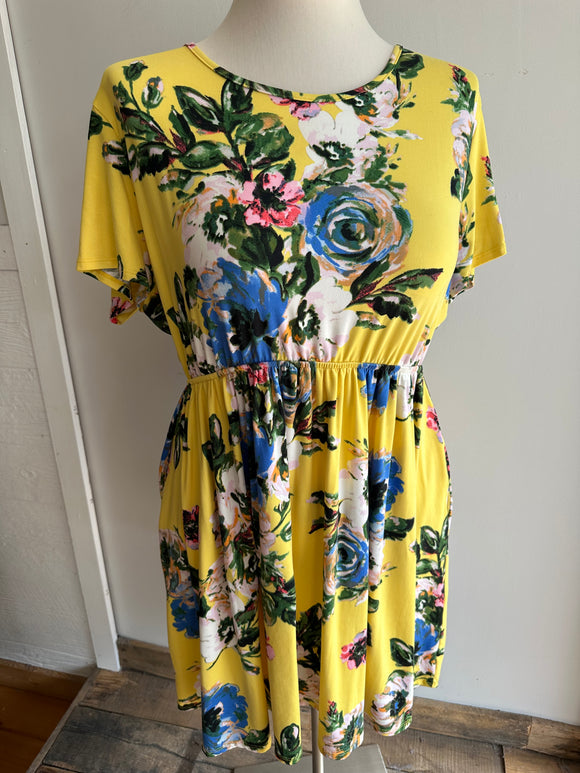 SECONDHAND 3X - CRC Yellow Floral Dress