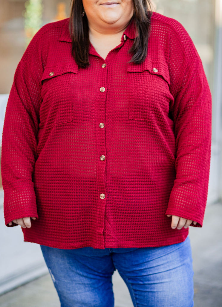 The Charlie Top in Red - 1X, 2X, & 3X