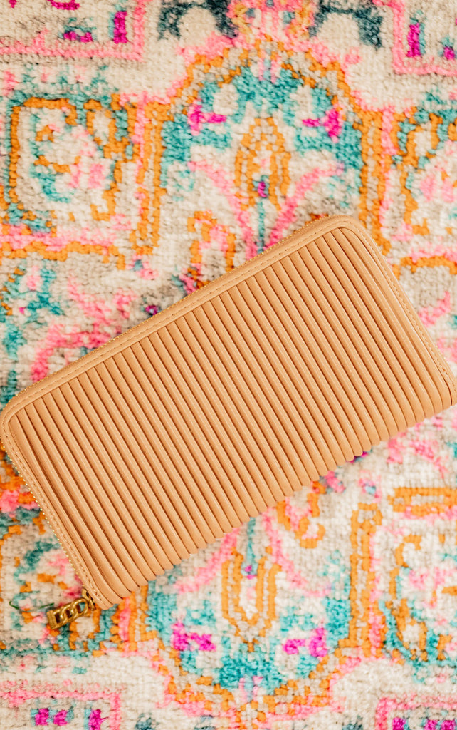 The Sandy Pleated Wallet - Sand